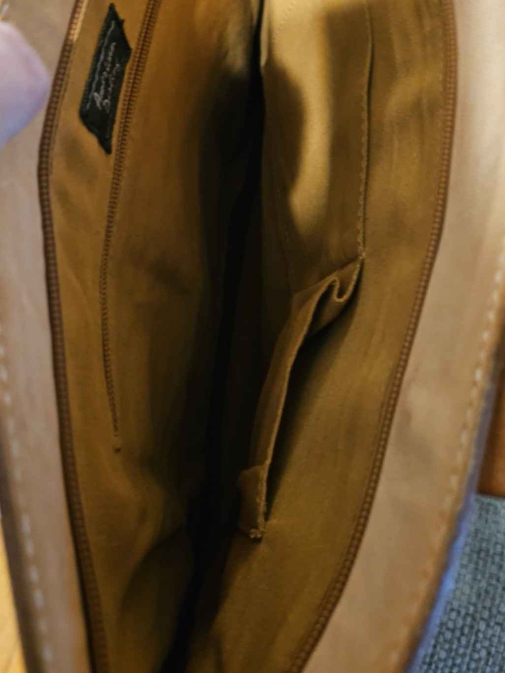 Tan and Cream Western Cowhide Tote Bag with Leather Trim - Picture 3 of 5